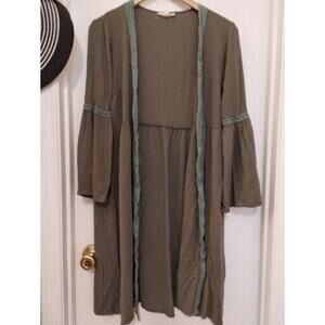 Plus One Size Fits Most Army Green Open Cardigan Kimono